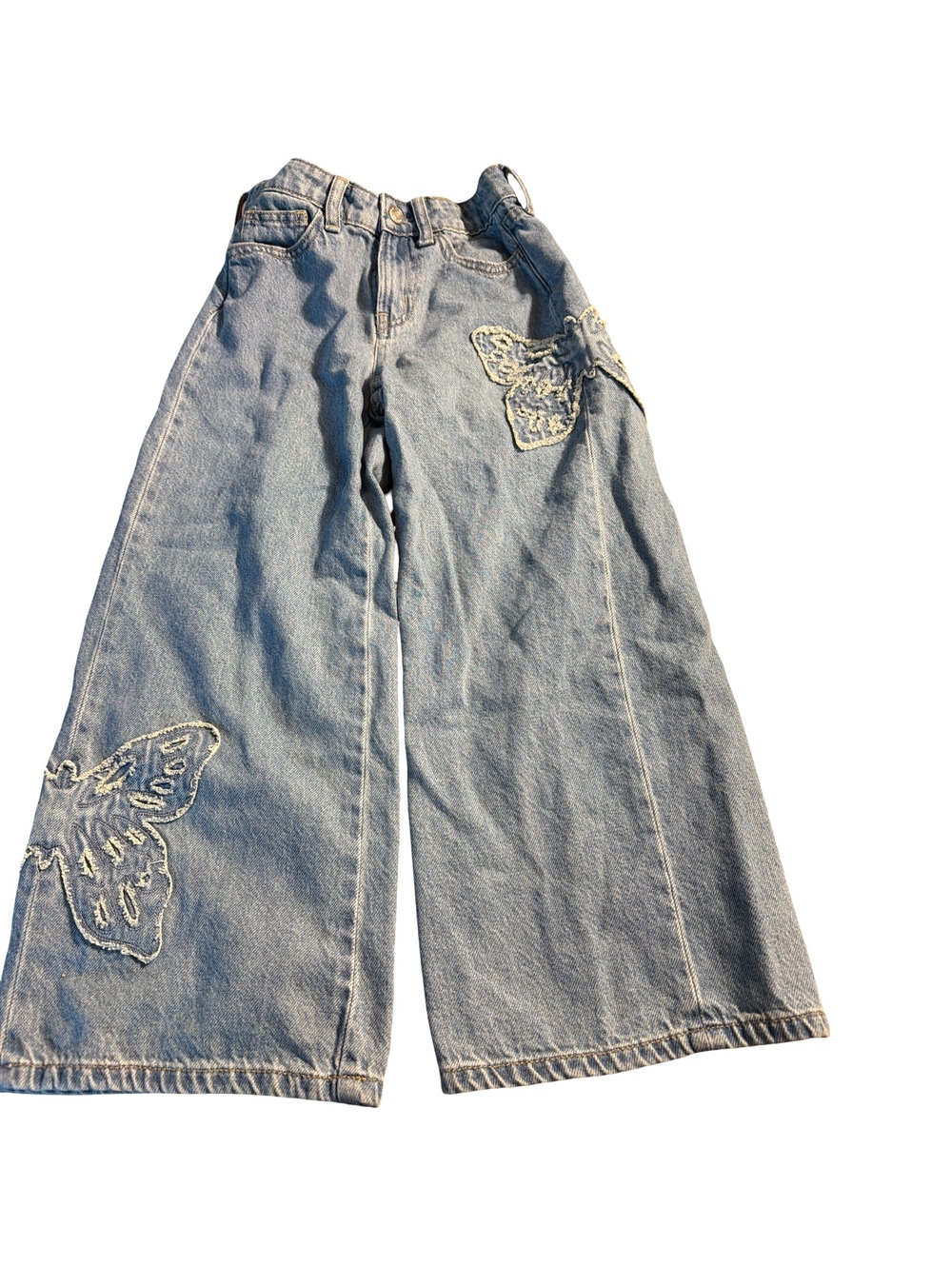 GAP Light Blue Wide-Leg Jeans with Butterfly Appliqués